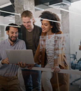 Collaborative work in a modern office.