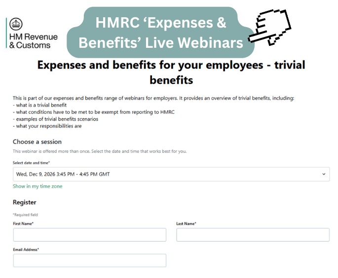 Christmas party tax Hmrc expenses and benefits live webinar registration page for trivial benefits