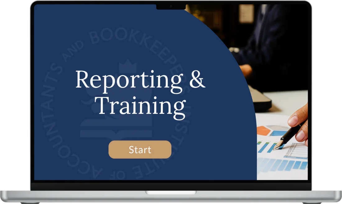 Reporting and training aml cpd module shown on a laptop screen