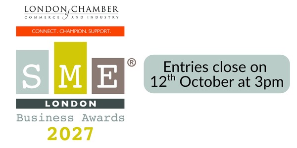 Lcci sme london business awards 2027 logo, entries close on 12 october at 3pm
